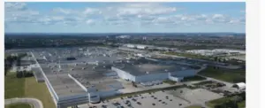 Aerial view of Stellantis Brampton Assembly Plant in Ontario