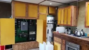 Kitchen interior with counters and cooking equipment used as context for food-safety inspections.