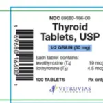 Vitruvias Thyroid Tablets USP 30 mg product label associated with recalled lot 504950