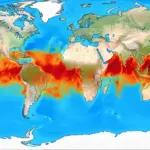 Scientific oceanographic chart illustrating sea surface temperature anomalies in the equatorial Pacific during El Nino.