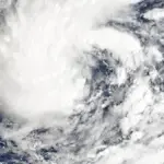 Satellite view of Hurricane Nolo south of Hawaii over the Pacific Ocean