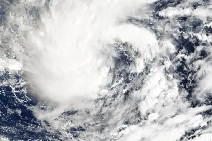 Satellite view of Hurricane Nolo south of Hawaii over the Pacific Ocean
