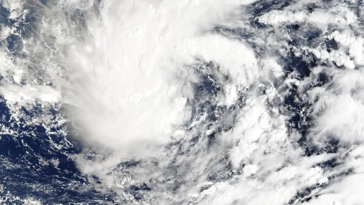 Satellite view of Hurricane Nolo south of Hawaii over the Pacific Ocean
