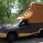 The famous giant bootmobile parked outside the L.L.Bean flagship retail campus in Freeport, Maine.