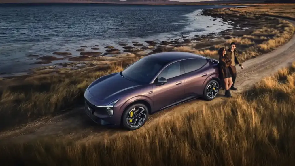 XPENG L03 electric SUV coupe photographed on a coastal road for the Australian launch