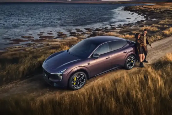 XPENG L03 electric SUV coupe photographed on a coastal road for the Australian launch