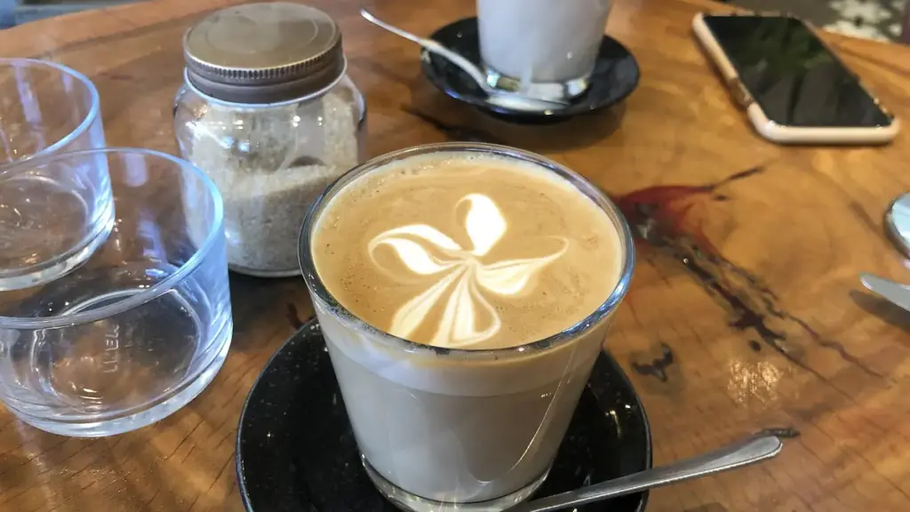 Cup of coffee served at a Sydney cafe in Australia on a table