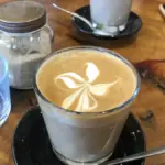 Cup of coffee served at a Sydney cafe in Australia on a table