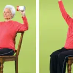 Older adult performing a simple strength exercise at home