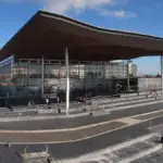 Exterior view of the Senedd building, the home of the Welsh Parliament in Cardiff Bay