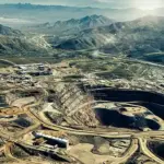 A rare earth mine and processing facility seen from above.