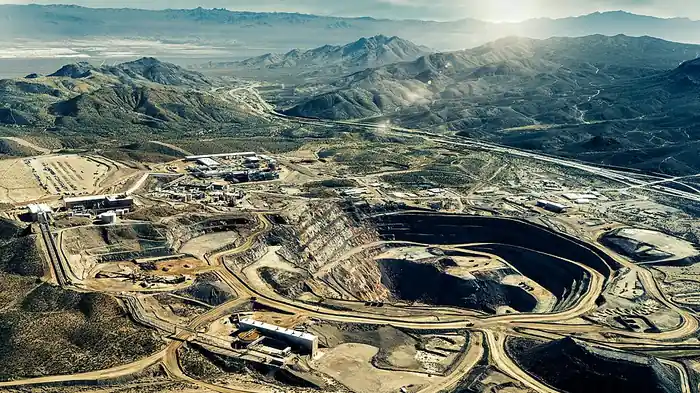 A rare earth mine and processing facility seen from above.