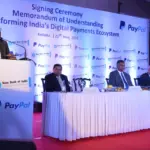 B. Sriram speaking at the SBI-PayPal digital payment ecosystem agreement signing ceremony in Kolkata, representing India's evolving payments landscape.