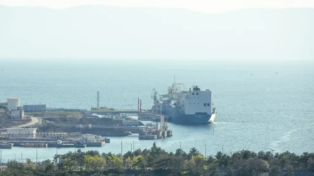 Large oil and gas tanker underway on open water