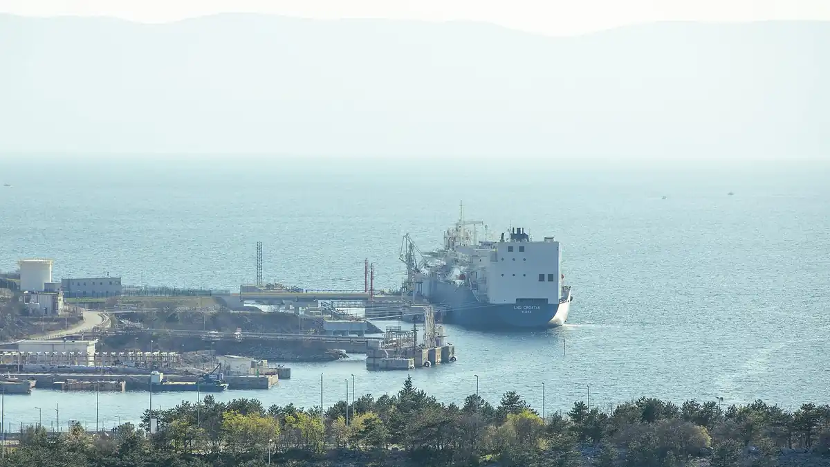 Large oil and gas tanker underway on open water