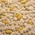 Assorted tablets representing cardiovascular-risk research linked to xylitol sweetener findings.