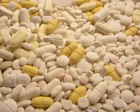 Assorted tablets representing cardiovascular-risk research linked to xylitol sweetener findings.