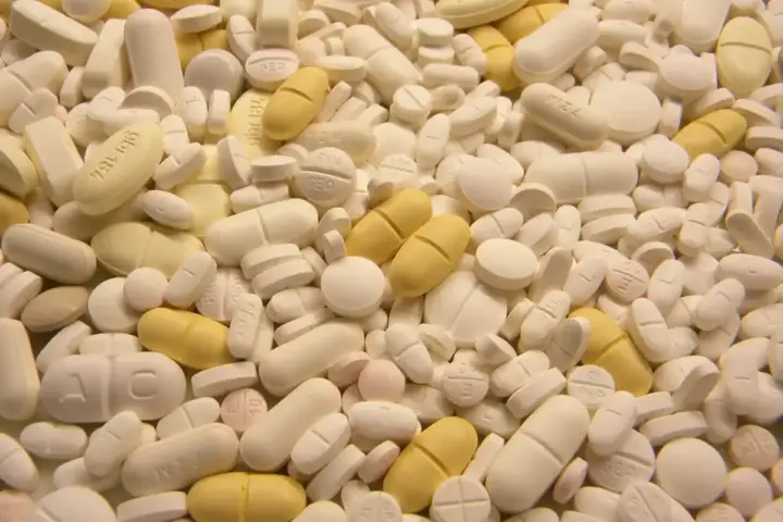 Assorted tablets representing cardiovascular-risk research linked to xylitol sweetener findings.