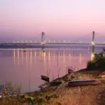 The banks of the Yamuna River near the New Yamuna Bridge in Allahabad, the waterway at the centre of a pollution and child death crisis.