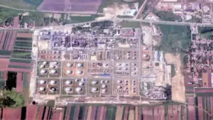Oil refinery processing units and storage tanks
