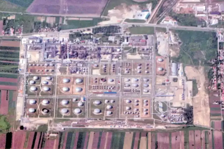 Oil refinery processing units and storage tanks