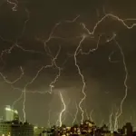 A thunderstorm over Sydney, Australia.