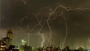 A thunderstorm over Sydney, Australia.