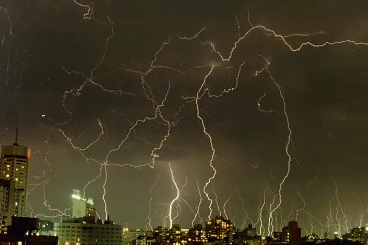 A thunderstorm over Sydney, Australia.