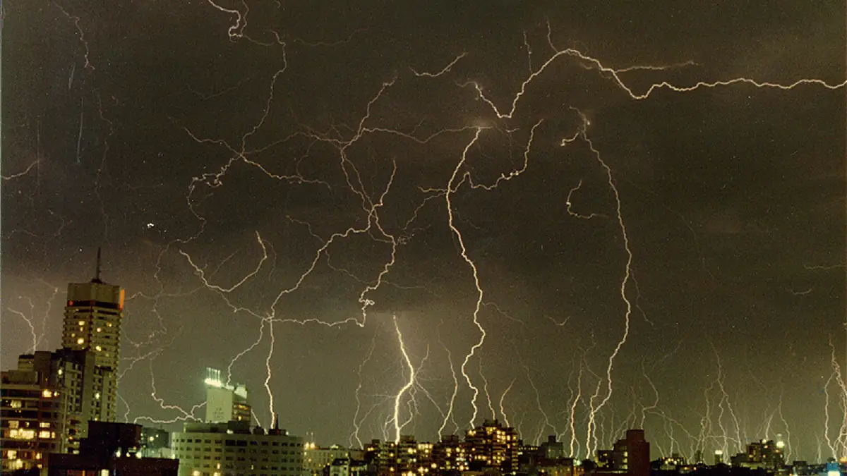 A thunderstorm over Sydney, Australia.