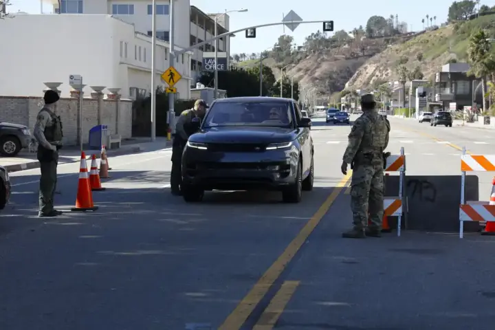 California National Guard personnel supporting a Southern California wildfire response.