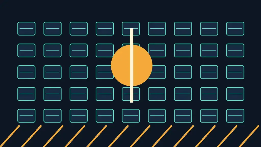 Illustration of data-centre racks and an electric grid. Original Karmactive illustration.