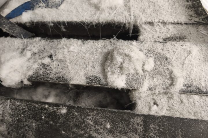 Photograph of angel-hair microplastics