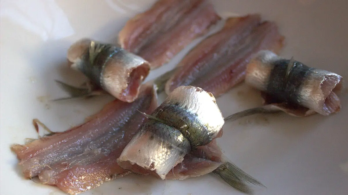 Sardines arranged on a serving plate