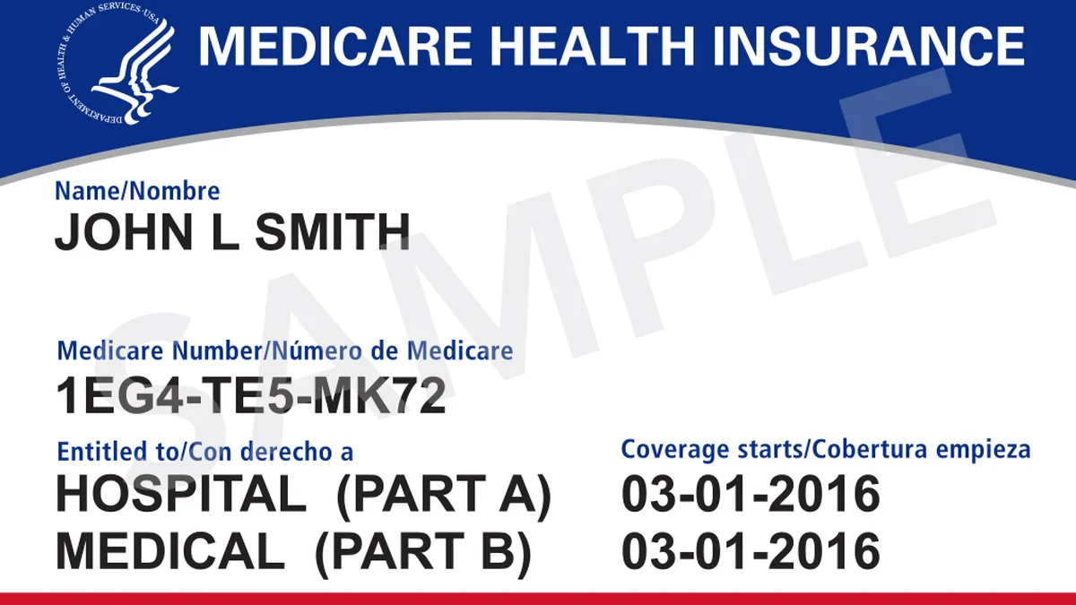 Sample United States Medicare card