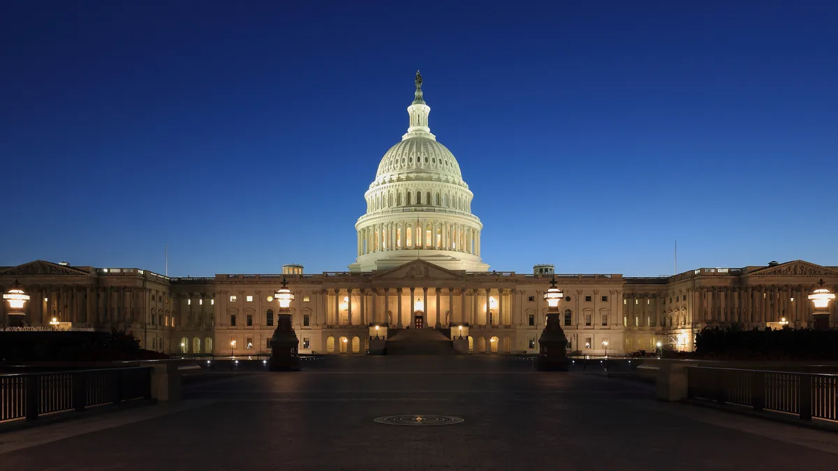 United States Capitol building at dusk in Washington DC