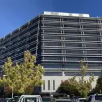 Australian Taxation Office building and car park in Canberra, Australia.