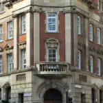 Former bank building on a London street.