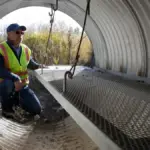 U.S. construction worker inspecting a worksite