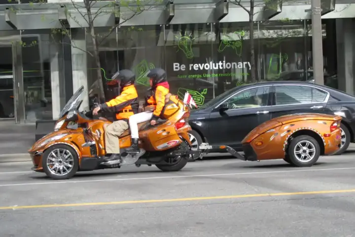Can-Am Spyder three-wheel motorcycle on a Toronto street.