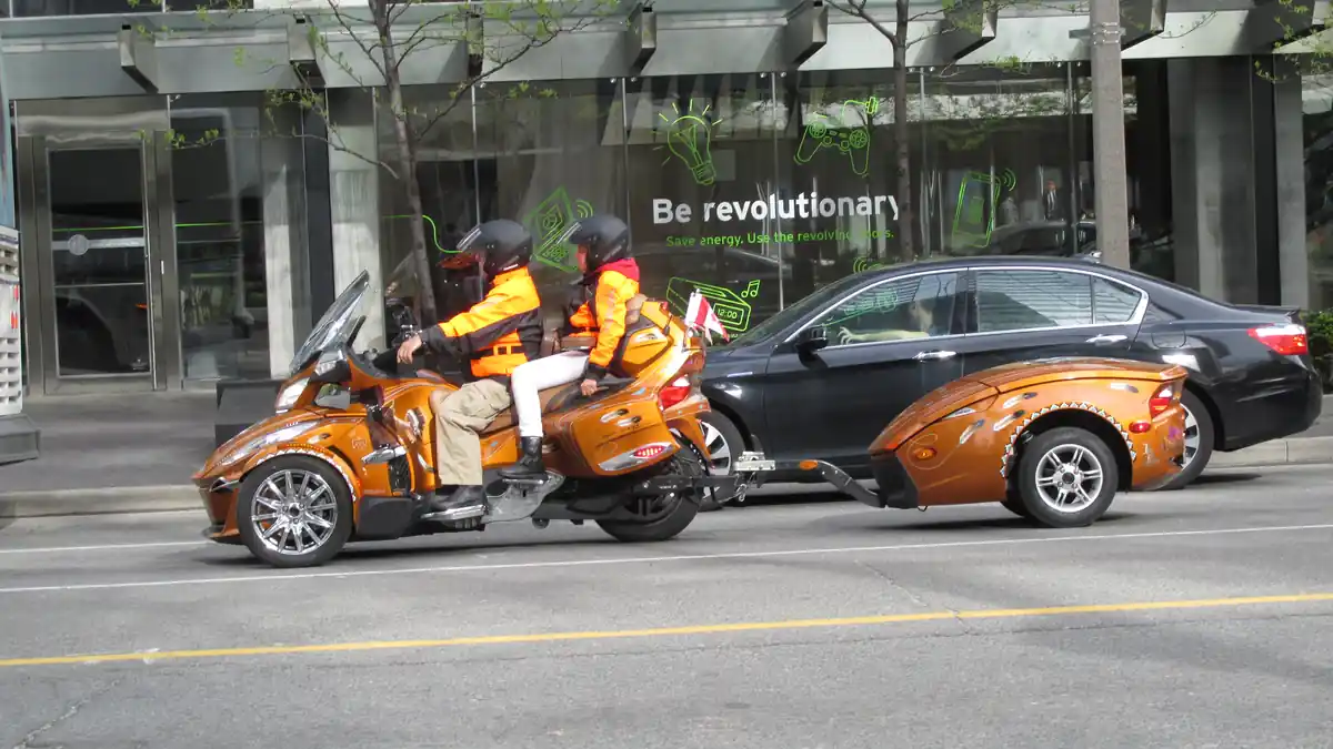 Can-Am Spyder three-wheel motorcycle on a Toronto street.