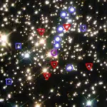 Hubble image showing white dwarf stars in the globular cluster NGC 6397.