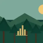Original illustration of a tropical forest with a financial chart, representing forest-risk finance.