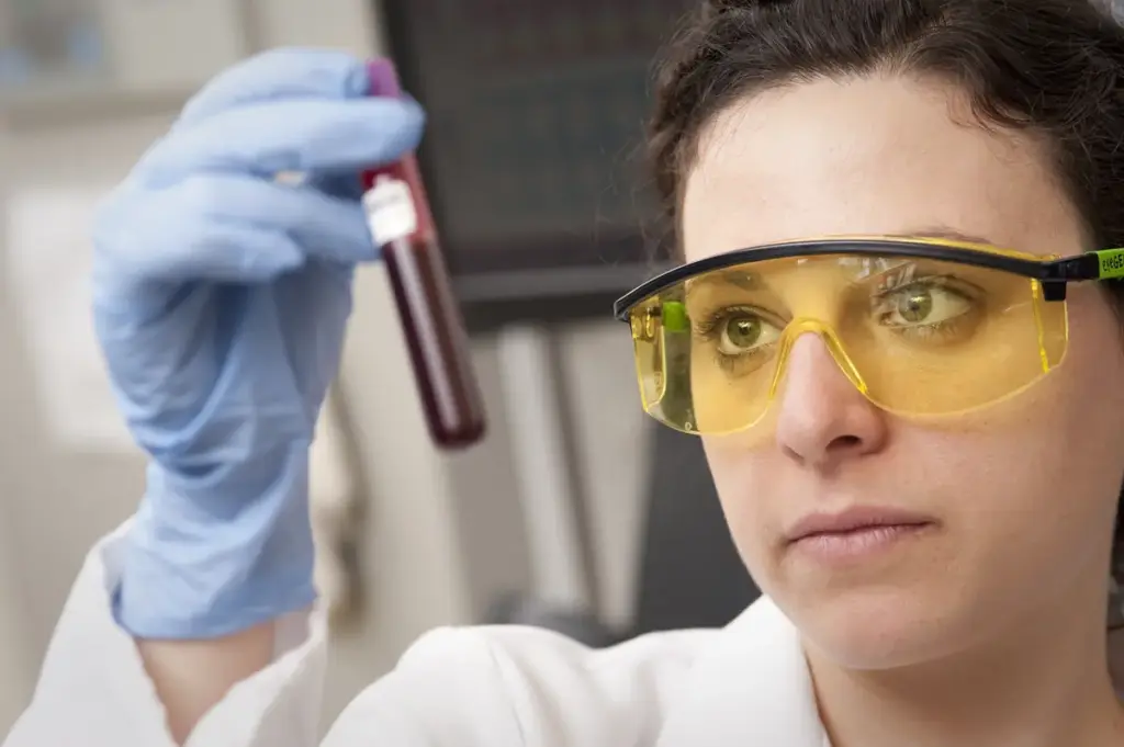 Medical laboratory technician preparing vacutainer blood collection tubes for metabolic centrifugation.