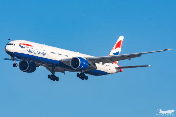 A British Airways long-haul commercial aircraft taxiing at London Heathrow Airport.