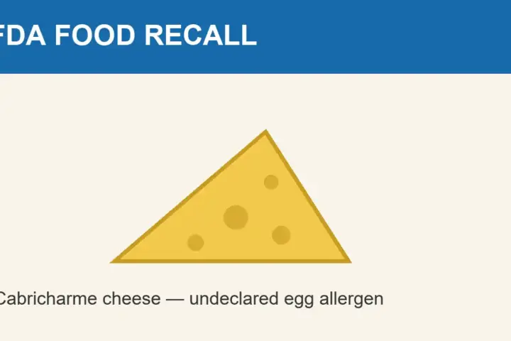 Illustration of cheese for FDA recall of Cabricharme products over undeclared egg allergen