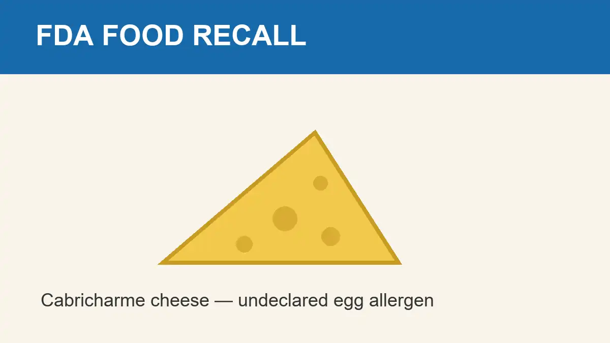 Illustration of cheese for FDA recall of Cabricharme products over undeclared egg allergen