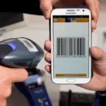 A person uses a smartphone to complete a digital payment.