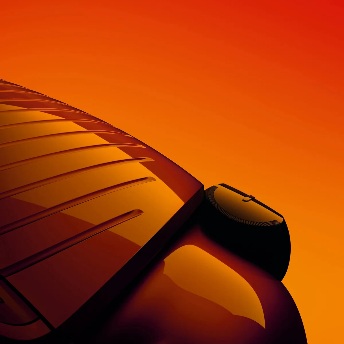 Close-up of a Citroen concept car with louvred body panel and round housing
