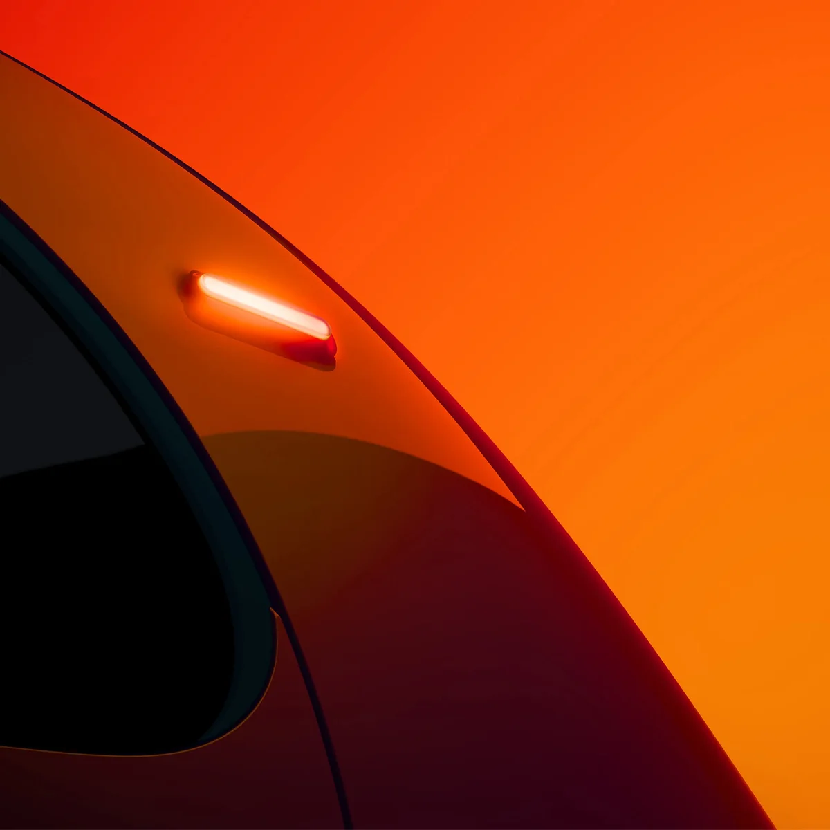 Close-up of a Citroen concept car rear quarter panel and amber side marker lamp
