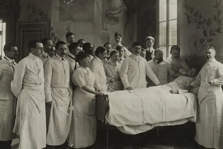 Medical staff consulting a female patient